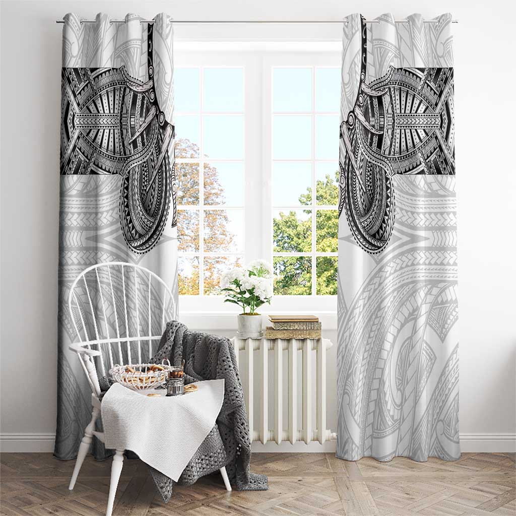 Samoan Traditional Art Tattoos Window Curtain Tatau Tribal Motifs with Ula Nifo White LT03 - Polynesian Pride
