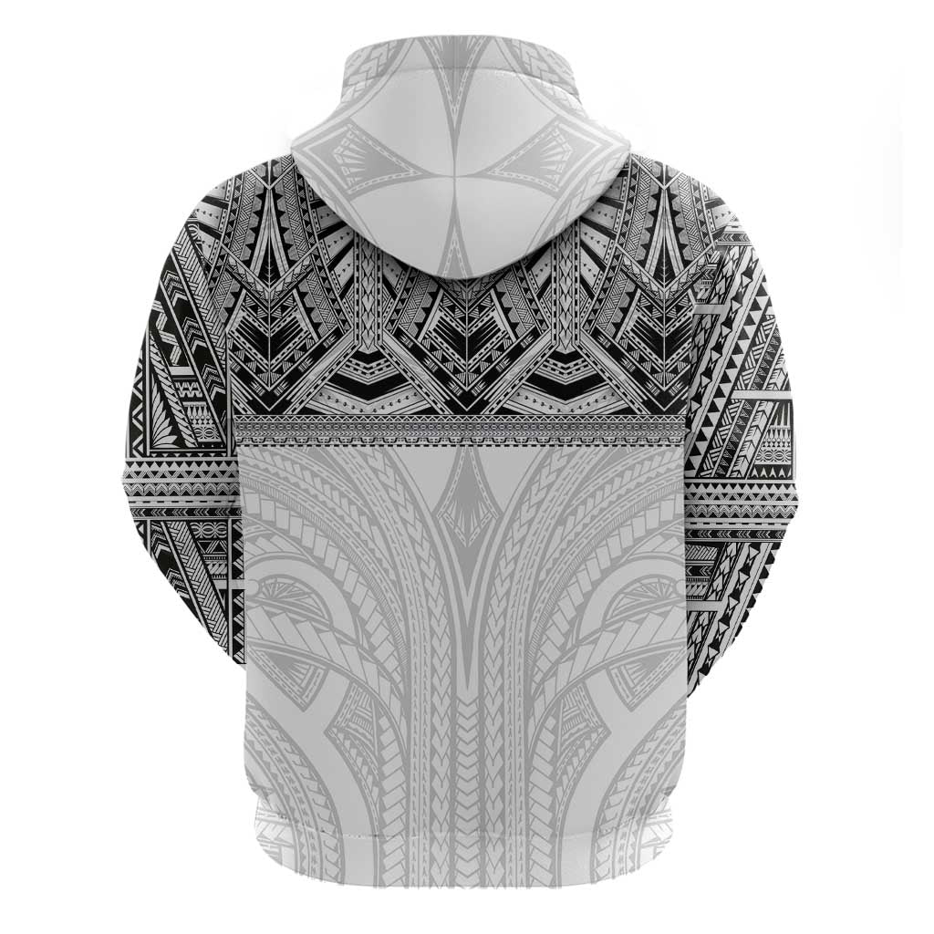 Samoan Traditional Art Tattoos Zip Hoodie Tatau Tribal Motifs with Ula Nifo White LT03 - Polynesian Pride