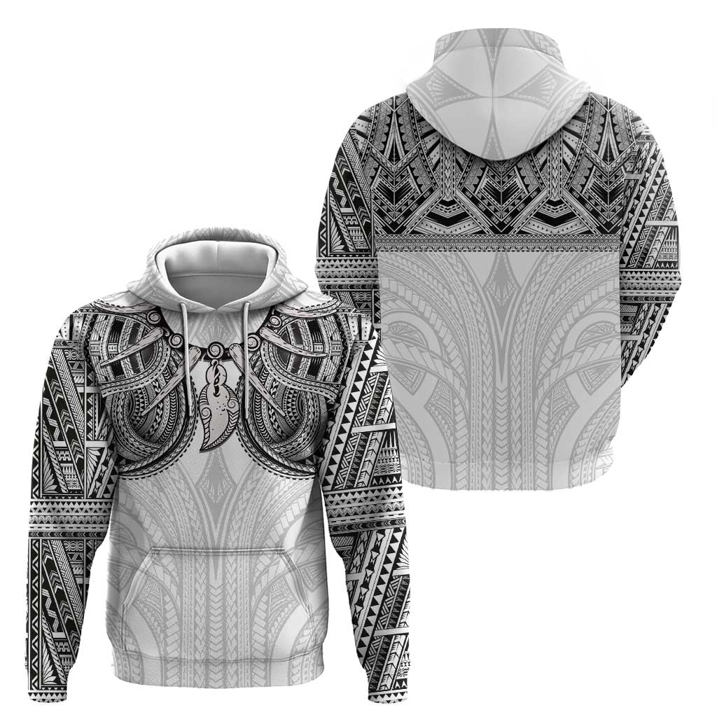 Samoan Traditional Art Tattoos Zip Hoodie Tatau Tribal Motifs with Ula Nifo White LT03 - Polynesian Pride
