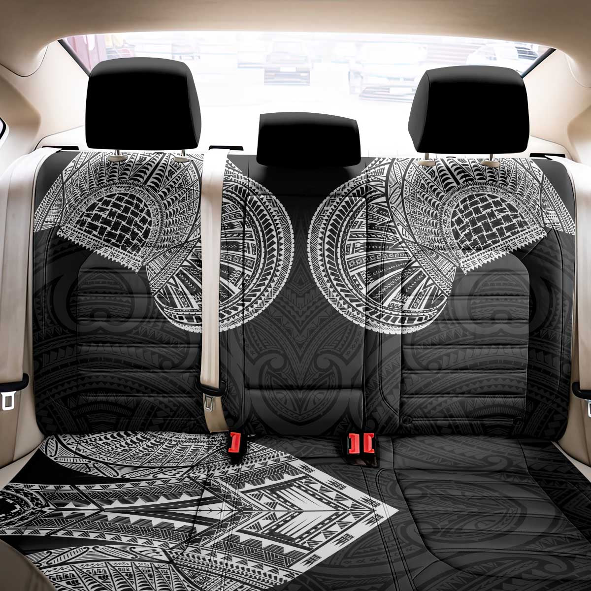 Samoan Traditional Art Tattoos Back Car Seat Cover Tatau Roman Reigns Black Color LT03 - Polynesian Pride