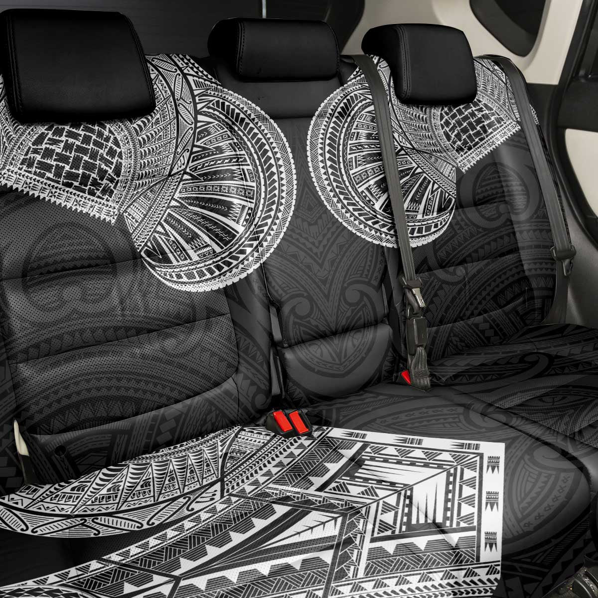 Samoan Traditional Art Tattoos Back Car Seat Cover Tatau Roman Reigns Black Color LT03 - Polynesian Pride