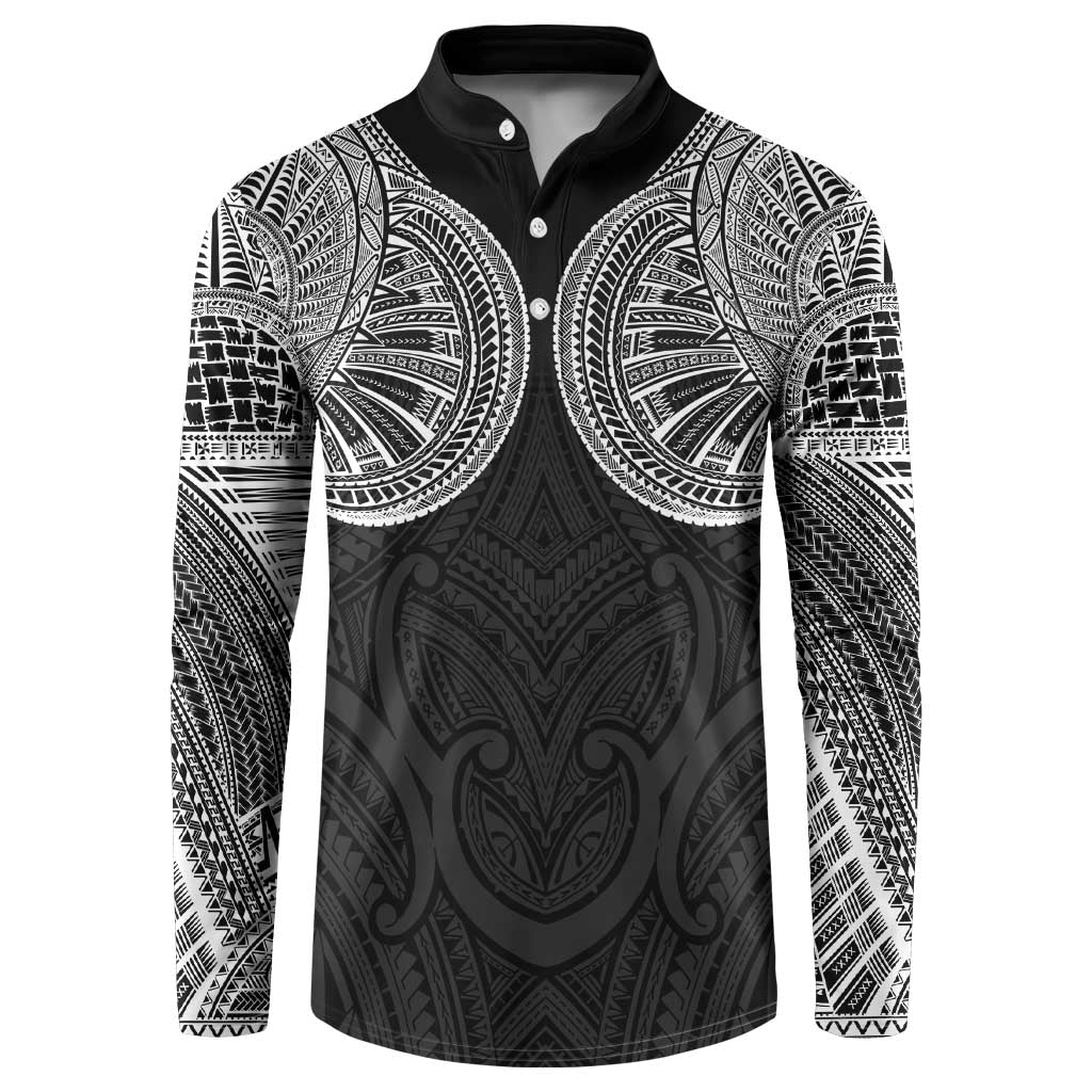 Samoan Traditional Art Tattoos Button Sweatshirt Tatau Roman Reigns Black Color LT03 Black - Polynesian Pride