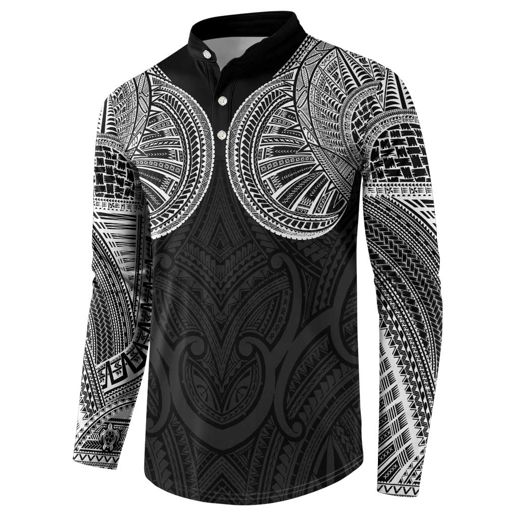Samoan Traditional Art Tattoos Button Sweatshirt Tatau Roman Reigns Black Color LT03 - Polynesian Pride