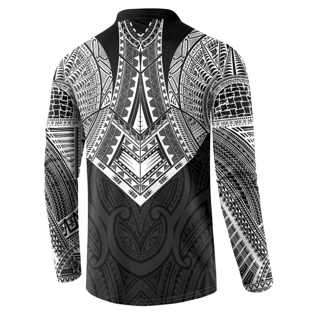 Samoan Traditional Art Tattoos Button Sweatshirt Tatau Roman Reigns Black Color LT03 - Polynesian Pride