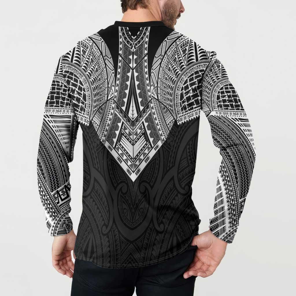 Samoan Traditional Art Tattoos Button Sweatshirt Tatau Roman Reigns Black Color LT03 - Polynesian Pride