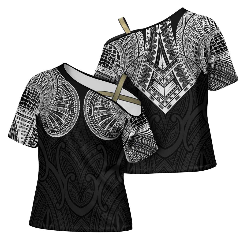 Samoan Traditional Art Tattoos Cross Shoulder Shirt Tatau Roman Reigns Black Color LT03 - Polynesian Pride