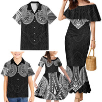 Samoan Traditional Art Tattoos Family Matching Mermaid Dress and Hawaiian Shirt Tatau Roman Reigns Black Color LT03 - Polynesian Pride