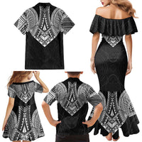 Samoan Traditional Art Tattoos Family Matching Mermaid Dress and Hawaiian Shirt Tatau Roman Reigns Black Color LT03 - Polynesian Pride