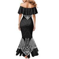 Samoan Traditional Art Tattoos Family Matching Mermaid Dress and Hawaiian Shirt Tatau Roman Reigns Black Color LT03 - Polynesian Pride