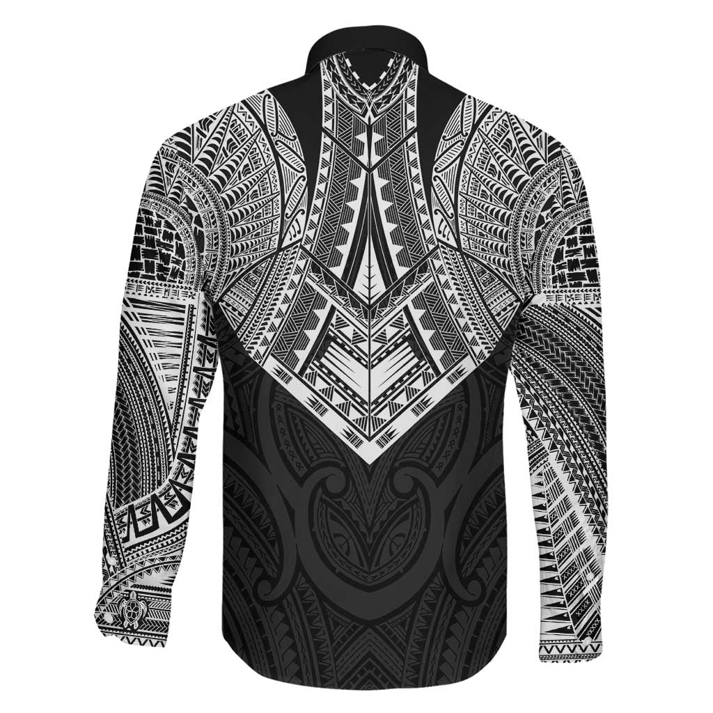 Samoan Traditional Art Tattoos Family Matching Off Shoulder Maxi Dress and Hawaiian Shirt Tatau Roman Reigns Black Color LT03 - Polynesian Pride