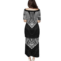 Samoan Traditional Art Tattoos Family Matching Puletasi and Hawaiian Shirt Tatau Roman Reigns Black Color LT03 - Polynesian Pride