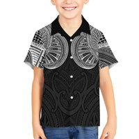 Samoan Traditional Art Tattoos Family Matching Short Sleeve Bodycon Dress and Hawaiian Shirt Tatau Roman Reigns Black Color LT03 Son's Shirt Black - Polynesian Pride