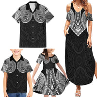 Samoan Traditional Art Tattoos Family Matching Summer Maxi Dress and Hawaiian Shirt Tatau Roman Reigns Black Color LT03 - Polynesian Pride