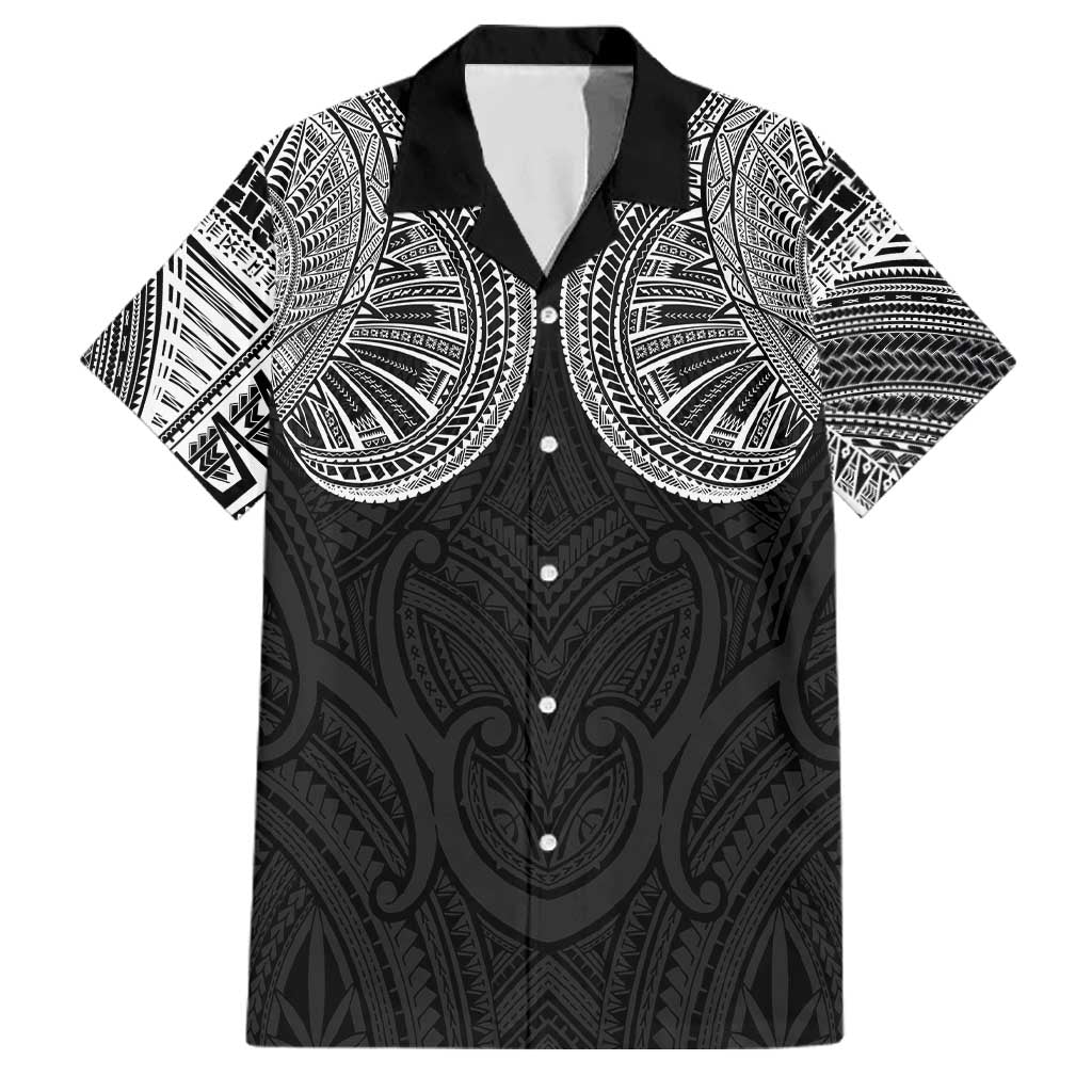Samoan Traditional Art Tattoos Family Matching Summer Maxi Dress and Hawaiian Shirt Tatau Roman Reigns Black Color LT03 Dad's Shirt - Short Sleeve Black - Polynesian Pride