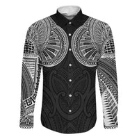 Samoan Traditional Art Tattoos Family Matching Tank Maxi Dress and Hawaiian Shirt Tatau Roman Reigns Black Color LT03 Dad's Shirt - Long Sleeve Black - Polynesian Pride