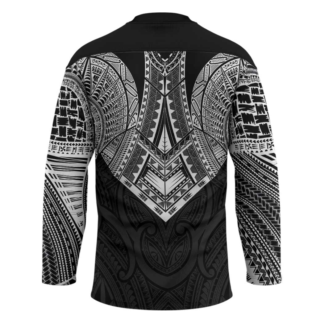 Samoan Traditional Art Tattoos Hockey Jersey Tatau Roman Reigns Black Color LT03 - Polynesian Pride
