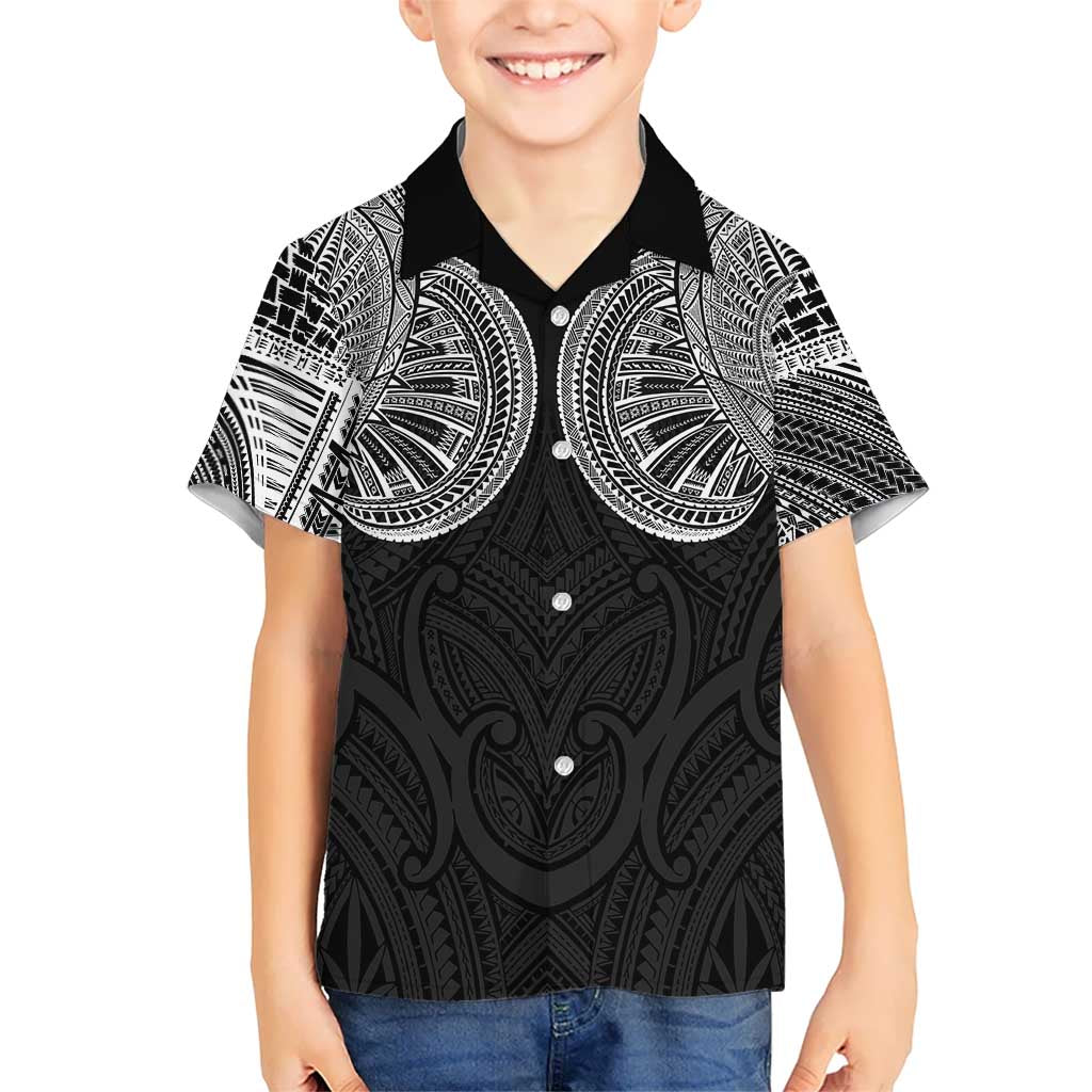 Samoan Traditional Art Tattoos Kid Hawaiian Shirt Tatau Roman Reigns Black Color - Polynesian Pride