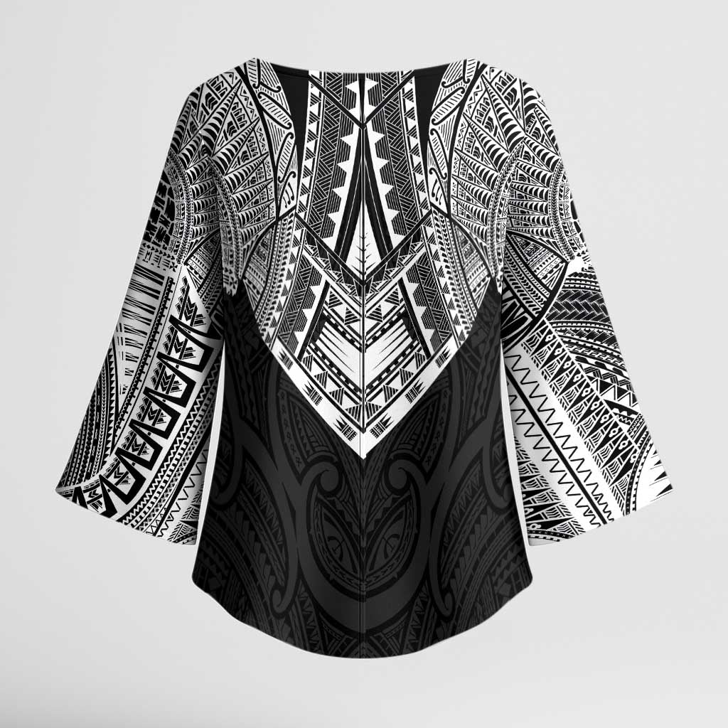 Samoan Traditional Art Tattoos Kimono Sleeve Blouse Tatau Roman Reigns Black Color LT03 - Polynesian Pride