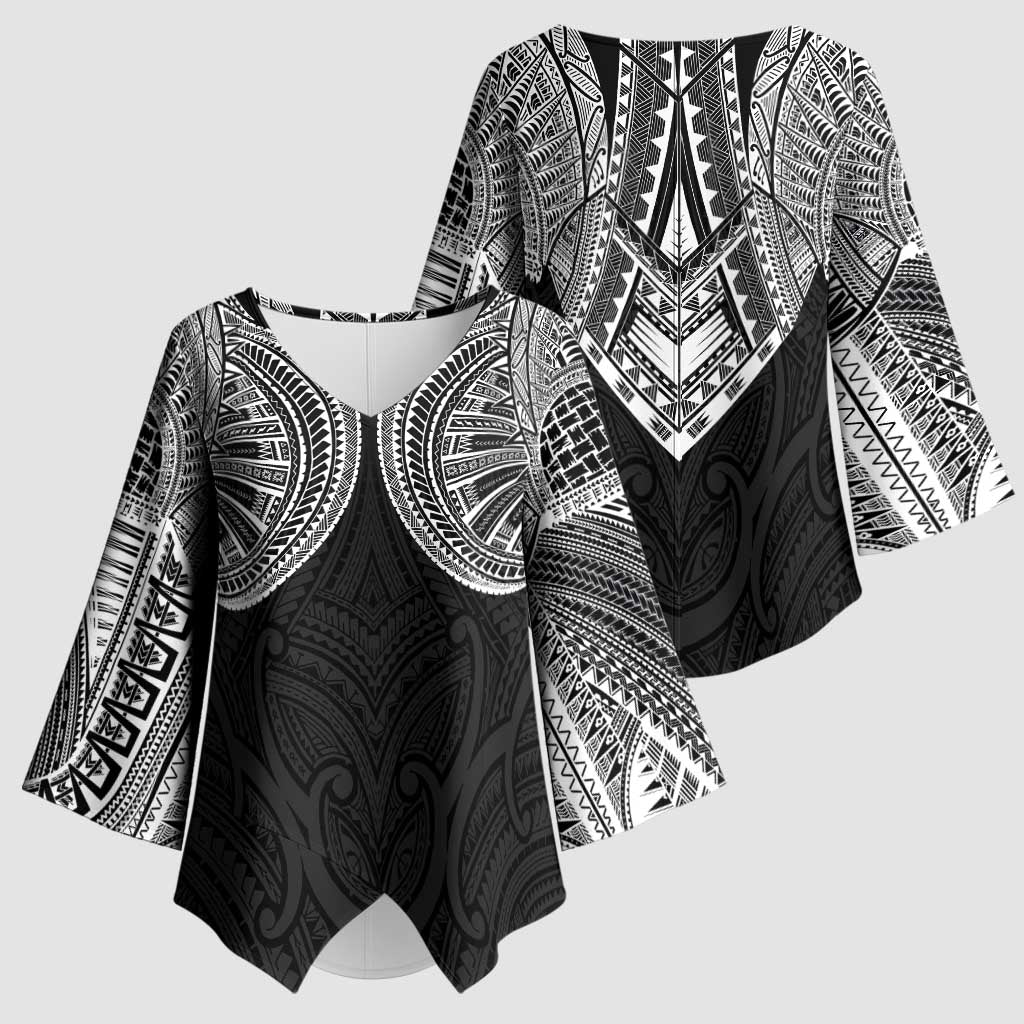 Samoan Traditional Art Tattoos Kimono Sleeve Blouse Tatau Roman Reigns Black Color LT03 - Polynesian Pride