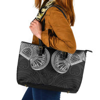 Samoan Traditional Art Tattoos Leather Tote Bag Tatau Roman Reigns Black Color LT03 Black - Polynesian Pride