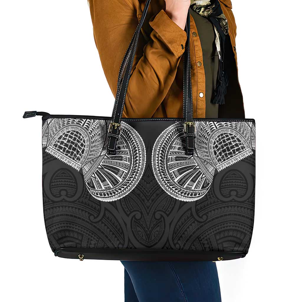 Samoan Traditional Art Tattoos Leather Tote Bag Tatau Roman Reigns Black Color LT03 - Polynesian Pride