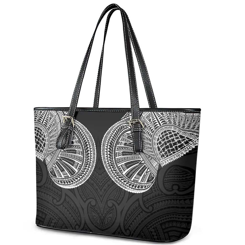 Samoan Traditional Art Tattoos Leather Tote Bag Tatau Roman Reigns Black Color LT03 - Polynesian Pride