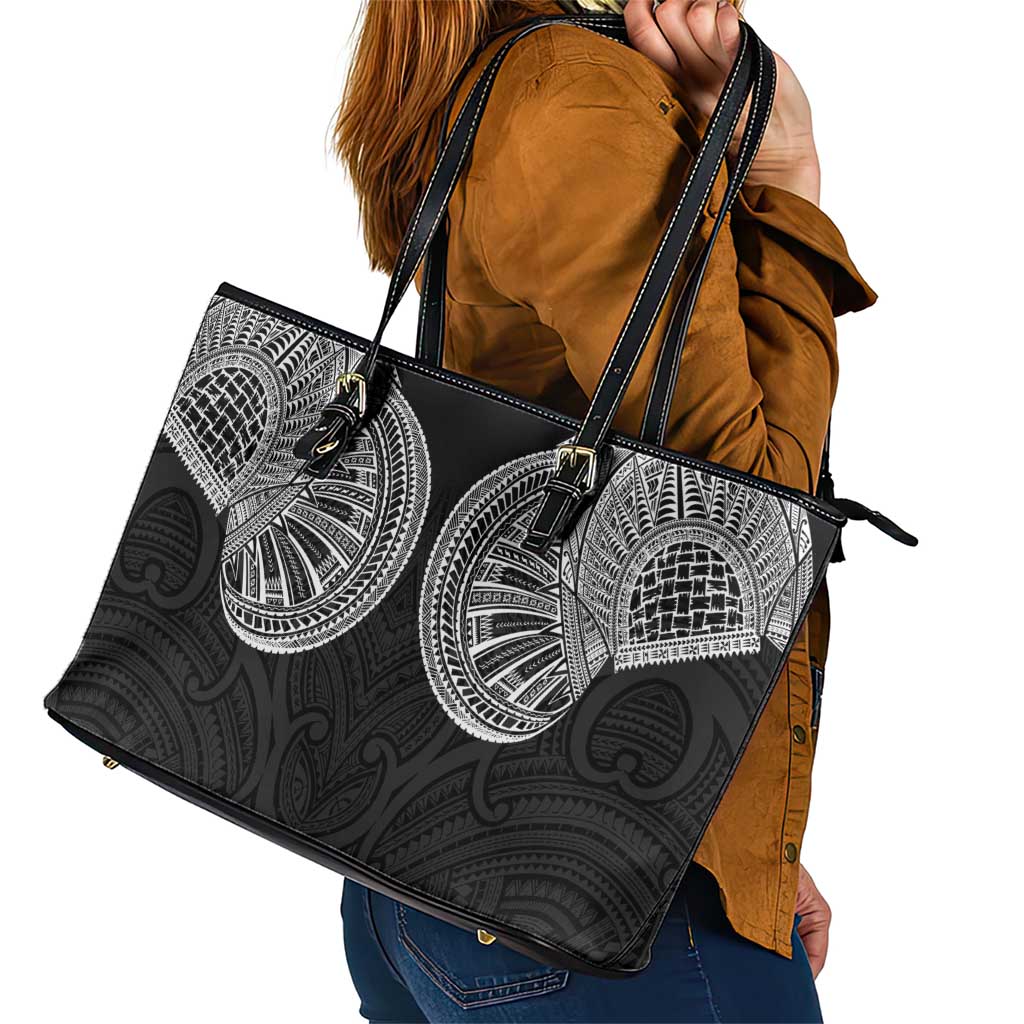 Samoan Traditional Art Tattoos Leather Tote Bag Tatau Roman Reigns Black Color LT03 - Polynesian Pride