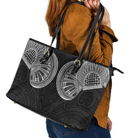 Samoan Traditional Art Tattoos Leather Tote Bag Tatau Roman Reigns Black Color LT03 - Polynesian Pride