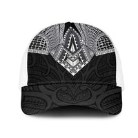 Samoan Traditional Art Tattoos Mesh Trucker Cap Tatau Roman Reigns Black Color - Polynesian Pride