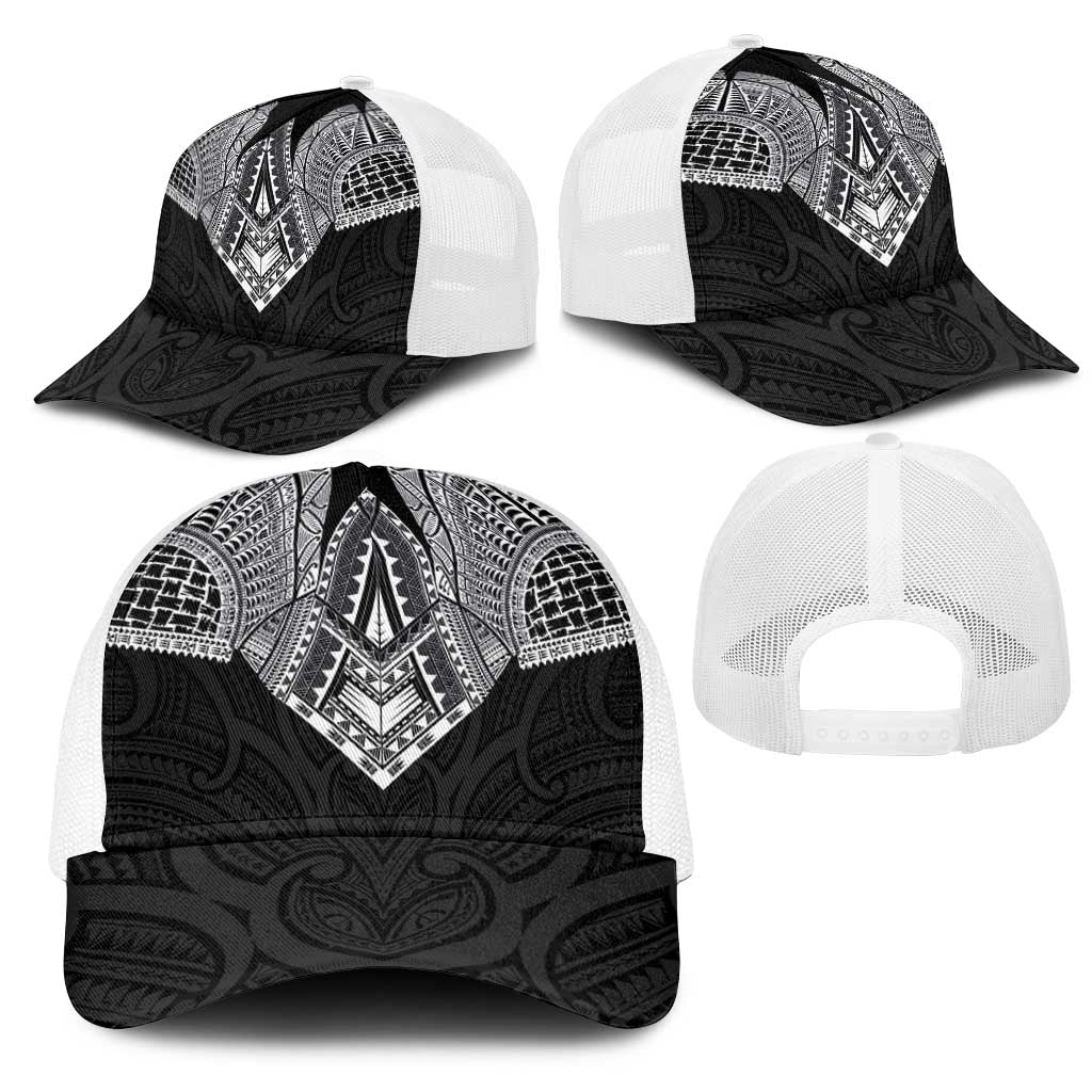 Samoan Traditional Art Tattoos Mesh Trucker Cap Tatau Roman Reigns Black Color - Polynesian Pride