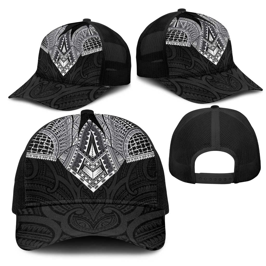 Samoan Traditional Art Tattoos Mesh Trucker Cap Tatau Roman Reigns Black Color - Polynesian Pride