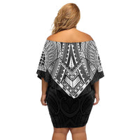 Samoan Traditional Art Tattoos Off Shoulder Short Dress Tatau Roman Reigns Black Color LT03 - Polynesian Pride