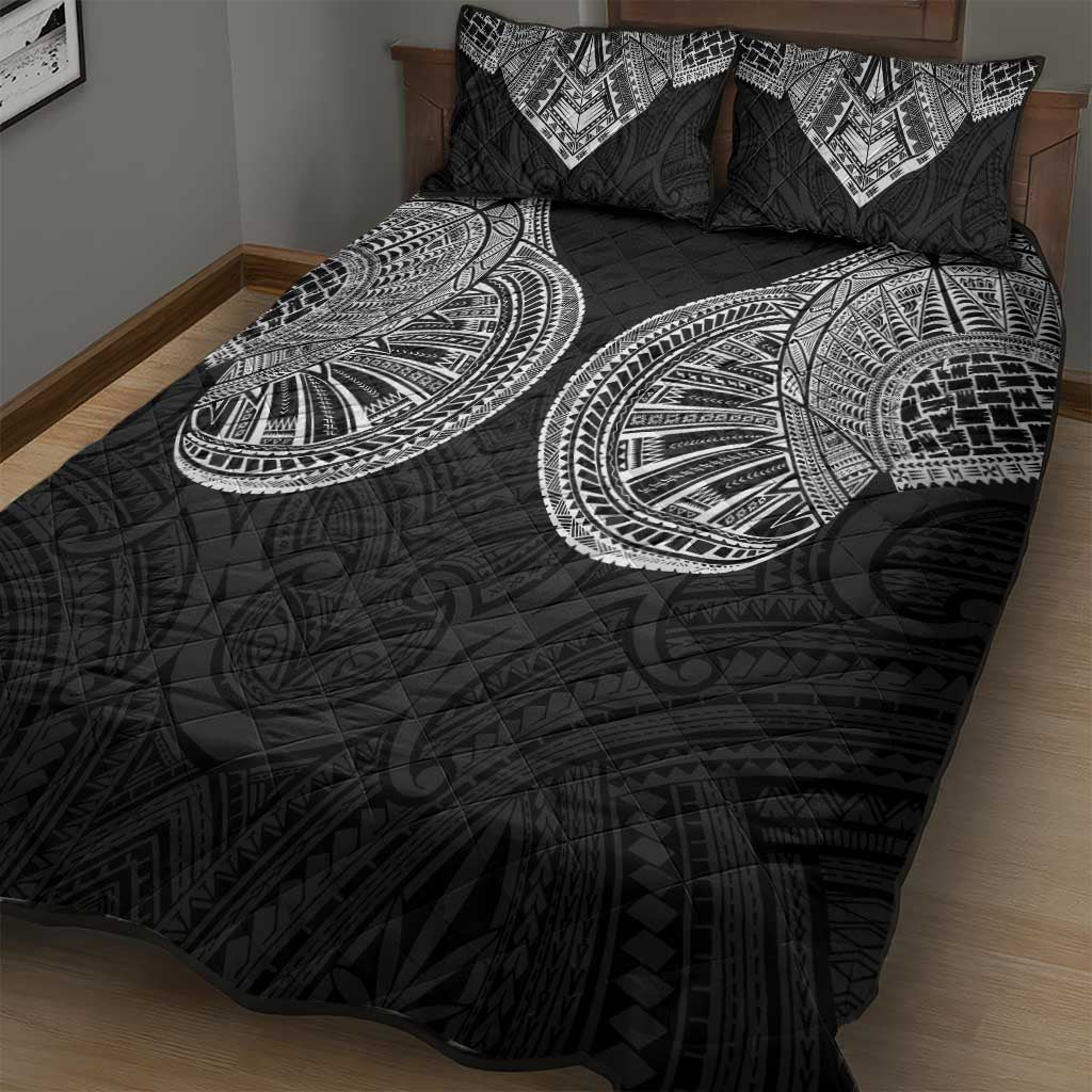 Samoan Traditional Art Tattoos Quilt Bed Set Tatau Roman Reigns Black Color LT03 - Polynesian Pride