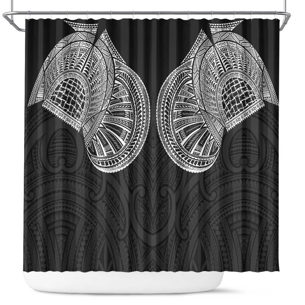 Samoan Traditional Art Tattoos Shower Curtain Tatau Roman Reigns Black Color LT03 Black - Polynesian Pride