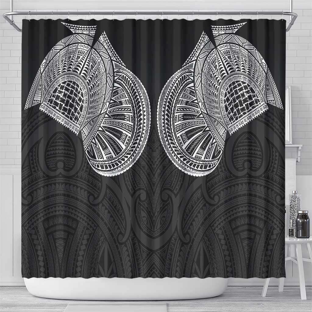 Samoan Traditional Art Tattoos Shower Curtain Tatau Roman Reigns Black Color LT03 - Polynesian Pride