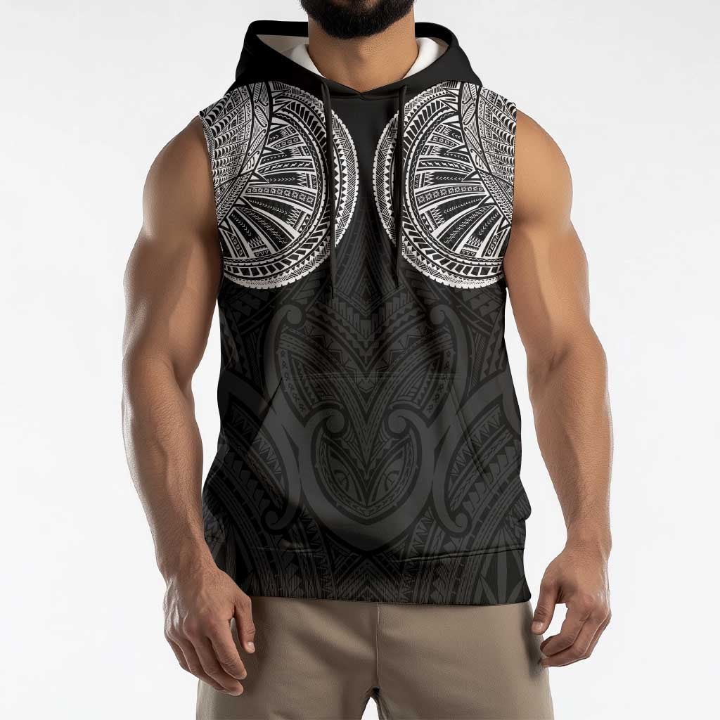 Samoan Traditional Art Tattoos Sleeveless Hoodie Tatau Roman Reigns Black Color LT03 - Polynesian Pride