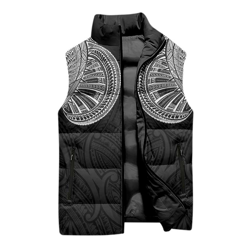 Samoan Traditional Art Tattoos Sleeveless Puffer Jacket Tatau Roman Reigns Black Color LT03 - Polynesian Pride