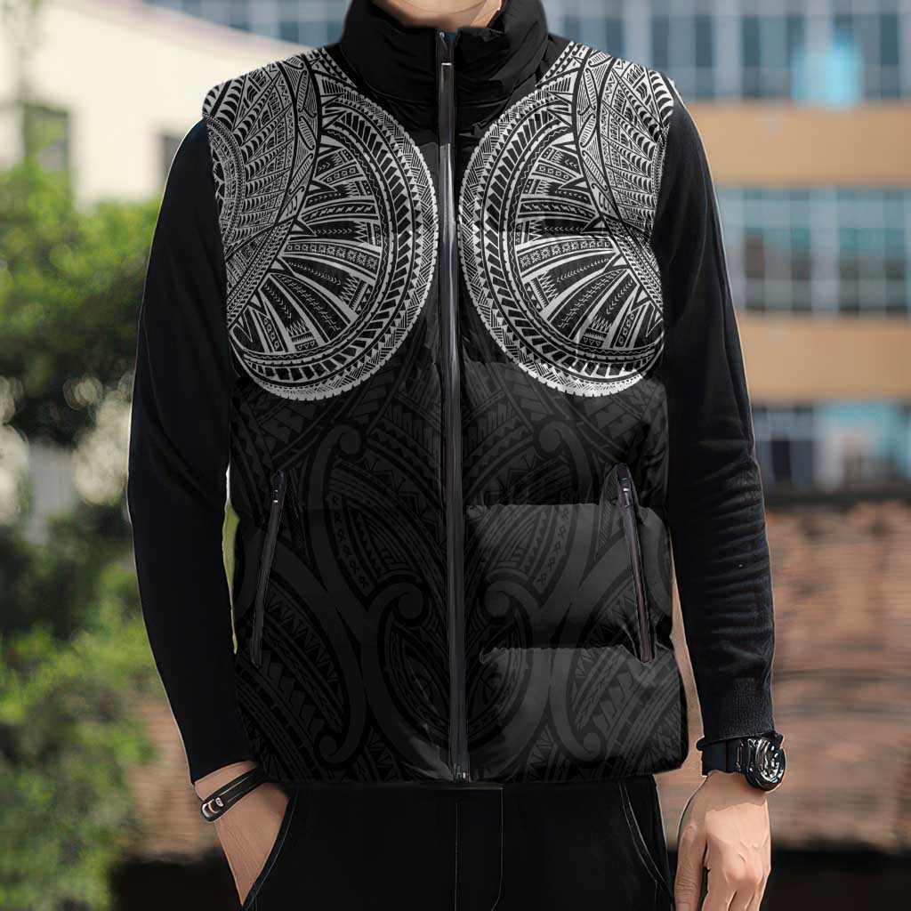Samoan Traditional Art Tattoos Sleeveless Puffer Jacket Tatau Roman Reigns Black Color LT03 - Polynesian Pride