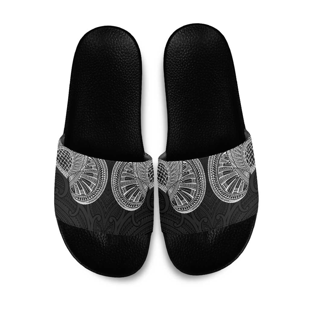 Samoan Traditional Art Tattoos Slide Sandals Tatau Roman Reigns Black Color LT03 Black - Polynesian Pride