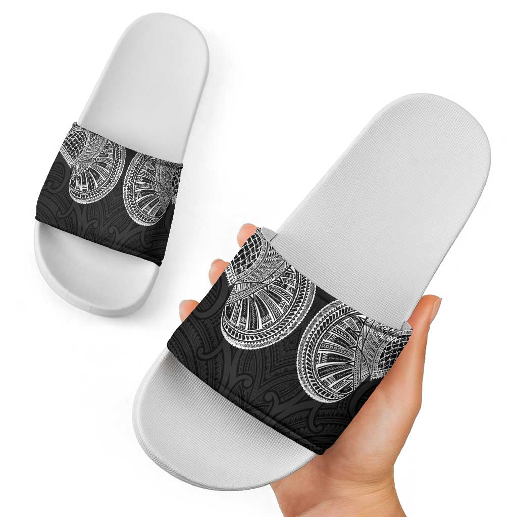Samoan Traditional Art Tattoos Slide Sandals Tatau Roman Reigns Black Color LT03 - Polynesian Pride