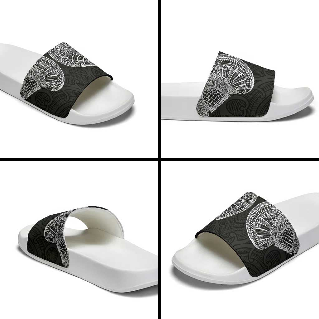 Samoan Traditional Art Tattoos Slide Sandals Tatau Roman Reigns Black Color LT03 - Polynesian Pride