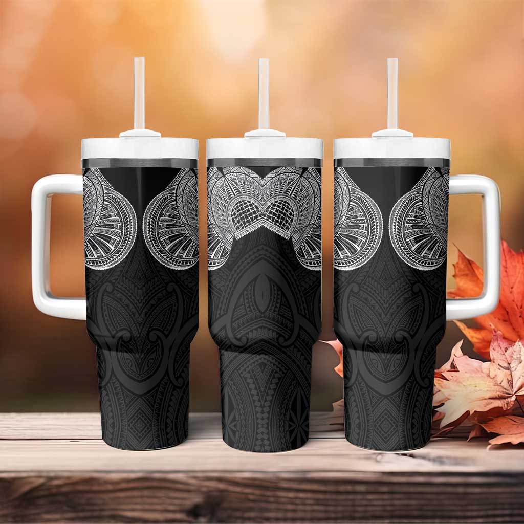 Samoan Traditional Art Tattoos Tumbler With Handle Tatau Roman Reigns Black Color LT03 - Polynesian Pride
