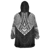 Samoan Traditional Art Tattoos Wearable Blanket Hoodie Tatau Roman Reigns Black Color LT03 - Polynesian Pride