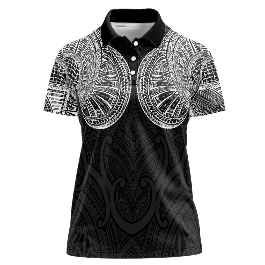 Samoan Traditional Art Tattoos Women Polo Shirt Tatau Roman Reigns Black Color - Polynesian Pride