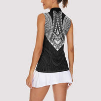 Samoan Traditional Art Tattoos Women Sleeveless Polo Shirt Tatau Roman Reigns Black Color LT03 - Polynesian Pride