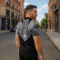 Samoan Traditional Art Tattoos Zipper Polo Shirt Tatau Roman Reigns Black Color LT03 - Polynesian Pride