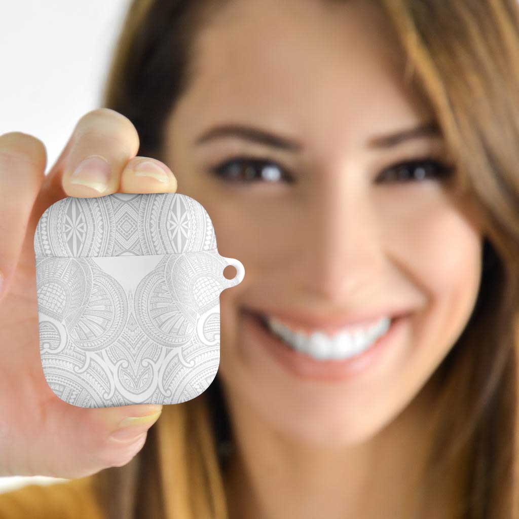 Samoan Traditional Art Tattoos AirPods Case Tatau Roman Reigns White Color LT03 - Polynesian Pride