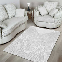 Samoan Traditional Art Tattoos Area Rug Tatau Roman Reigns White Color - Polynesian Pride