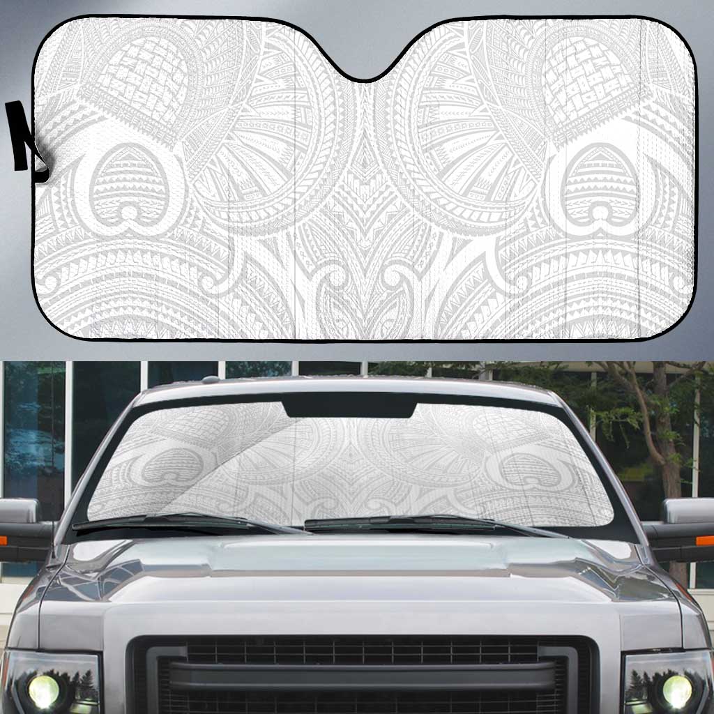 Samoan Traditional Art Tattoos Auto Sun Shade Tatau Roman Reigns White Color - Polynesian Pride