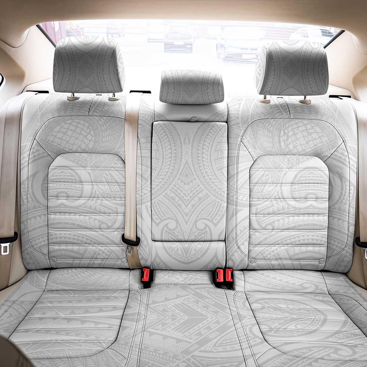Samoan Traditional Art Tattoos Back Car Seat Cover Tatau Roman Reigns White Color LT03 - Polynesian Pride